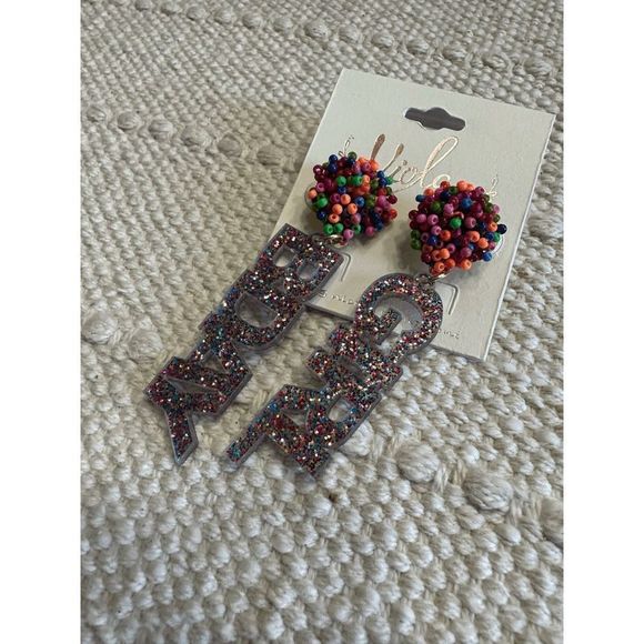 MULTI COLORED BIRTHDAY GIRL ACRYLIC EARRINGS - Picture 5 of 5